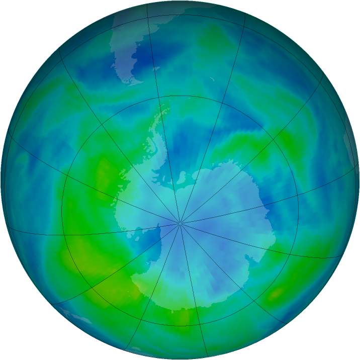 Antarctic ozone map for 02 April 2000